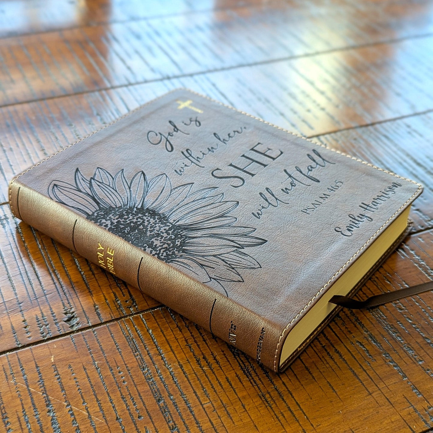 Personalized NIV Journaling Bible | New International Version | Custom Engraved Name | Easy-to-read Study Bible | Sunflower Christian Gift