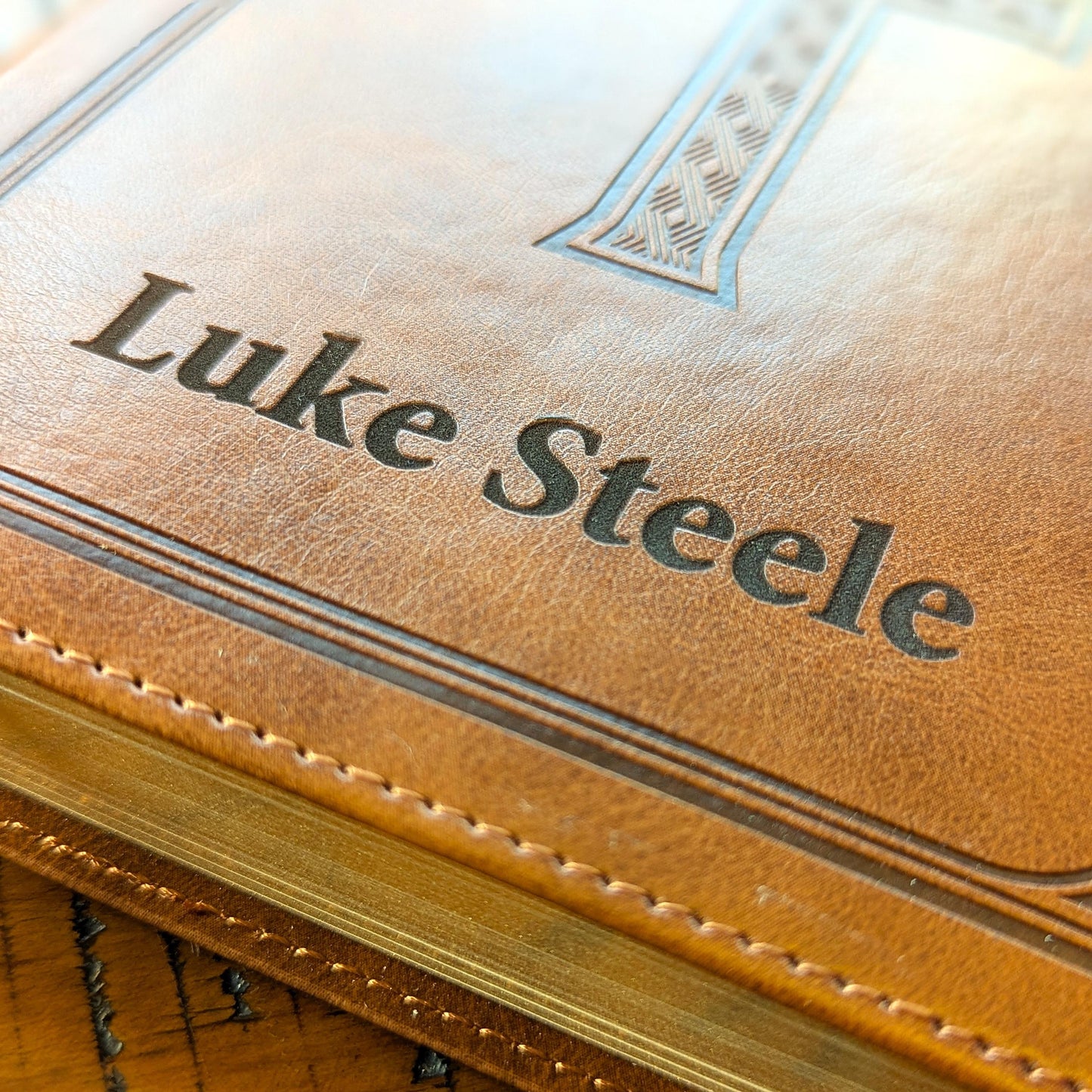 Personalized KJV Deluxe Gift Bible | Custom Engraved Name | Thumb Index | Honey Brown Faux Leather | Christian Gift for Men | King James