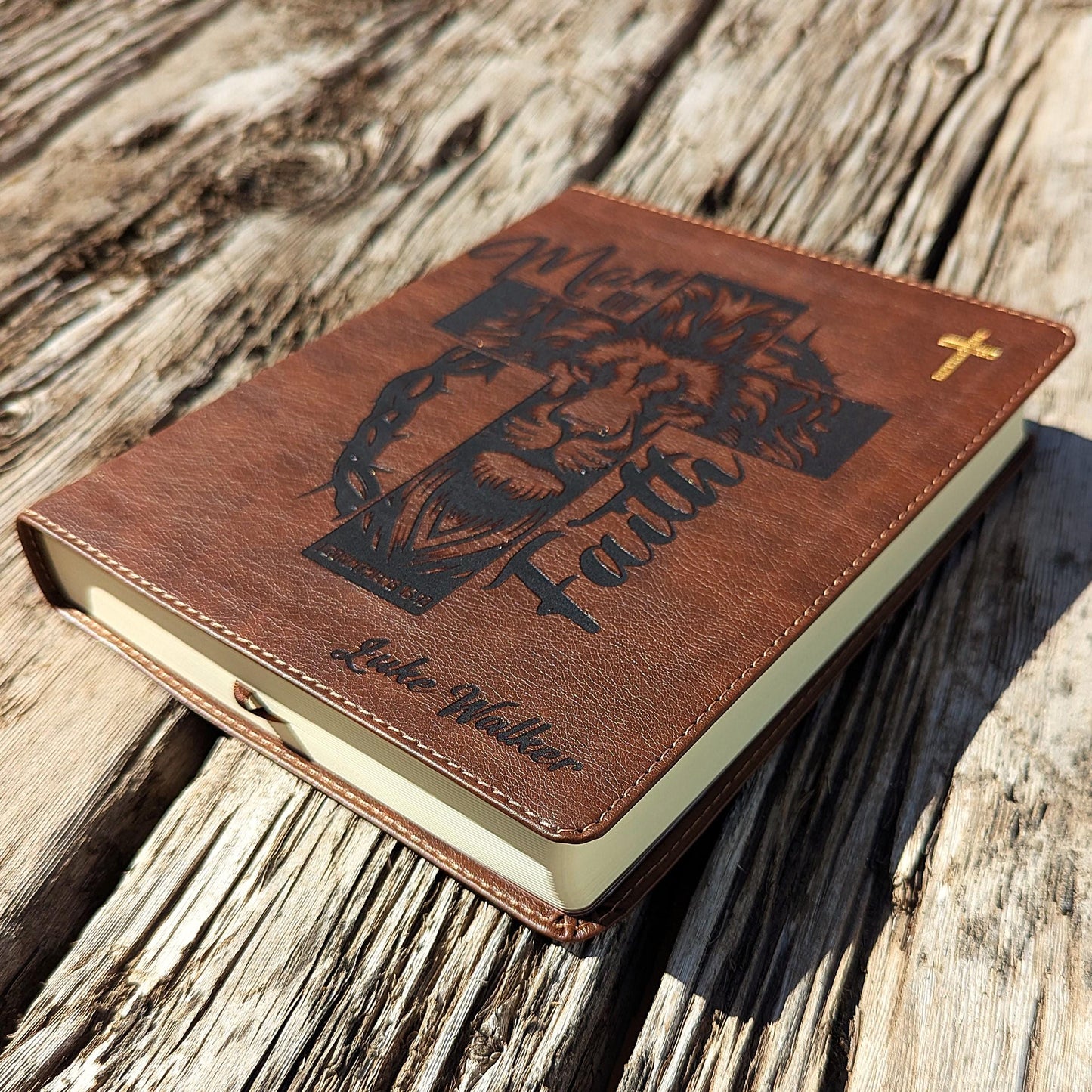 Personalized NIV Journaling Bible | New International Version | Custom Engraved Name | Study Bible | Man of Faith Christian Gift
