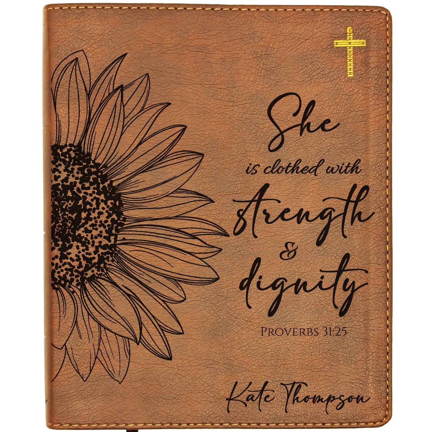 Personalized NIV Journaling Bible | New International Version | Custom Engraved Name | Women's Study Bible | Sunflower Christian Gift