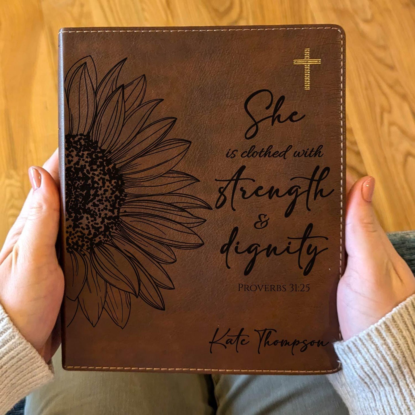 Personalized NIV Journaling Bible | New International Version | Custom Engraved Name | Women's Study Bible | Sunflower Christian Gift