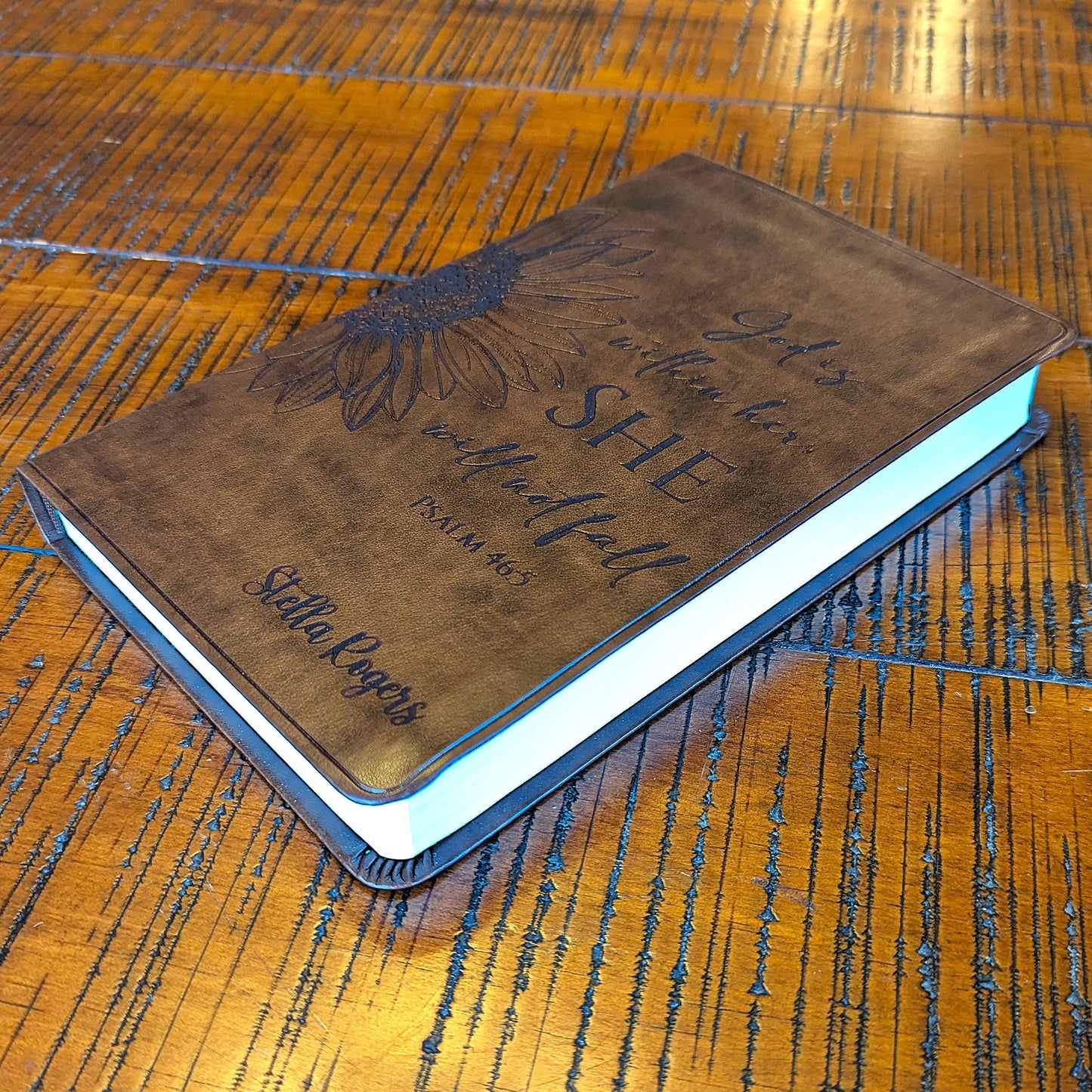 Personalized ESV Bible | Portable Large Print | Custom Engraved Name | Easy-to-read Study Bible | Sunflower Christian Gift for Her