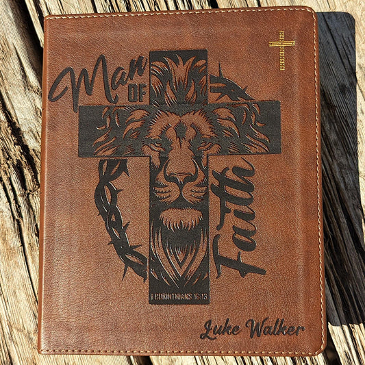 Personalized NIV Journaling Bible | New International Version | Custom Engraved Name |  Study Bible | Man of Faith Christian Gift