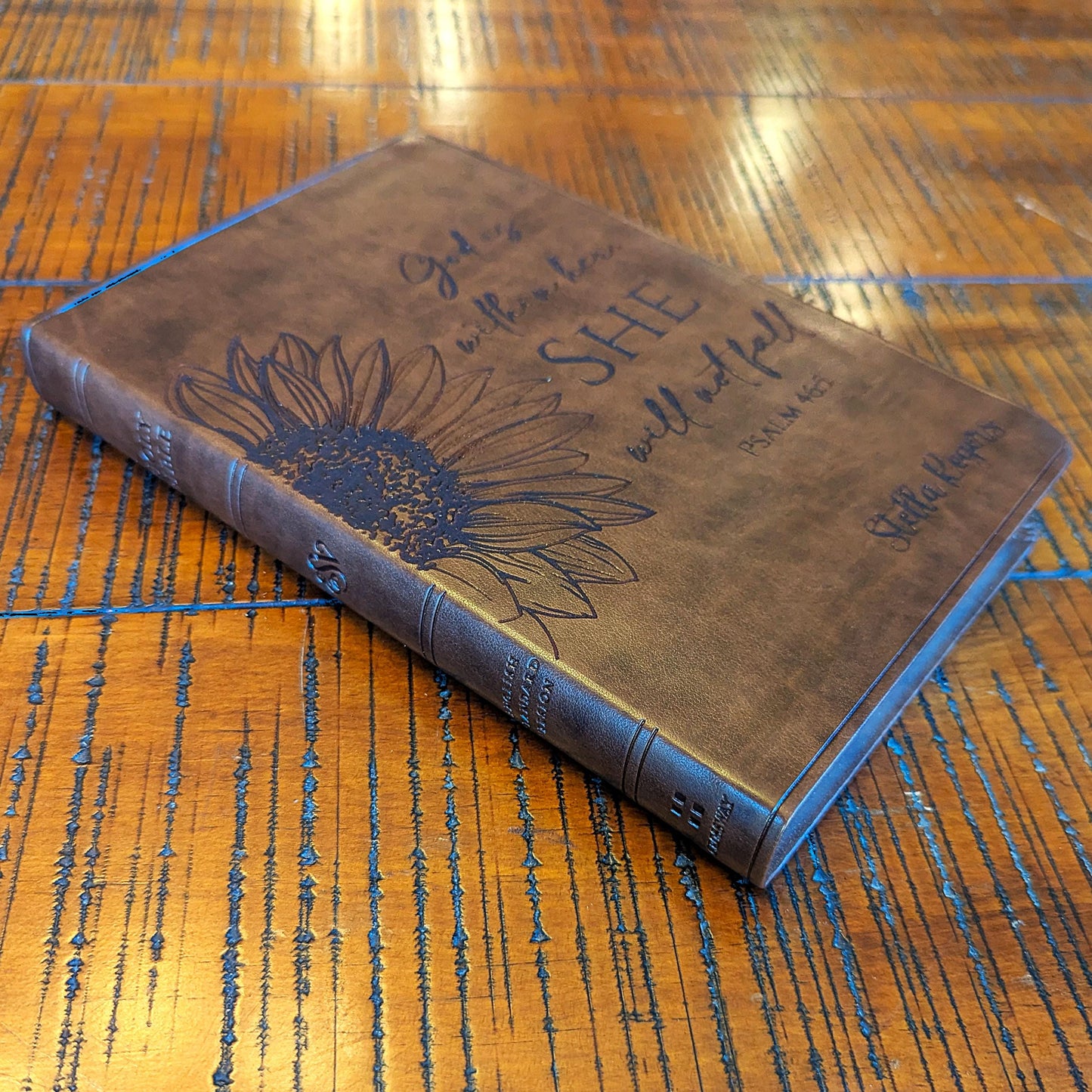 Personalized ESV Bible | Portable Large Print | Custom Engraved Name | Easy-to-read Study Bible | Sunflower Christian Gift for Her