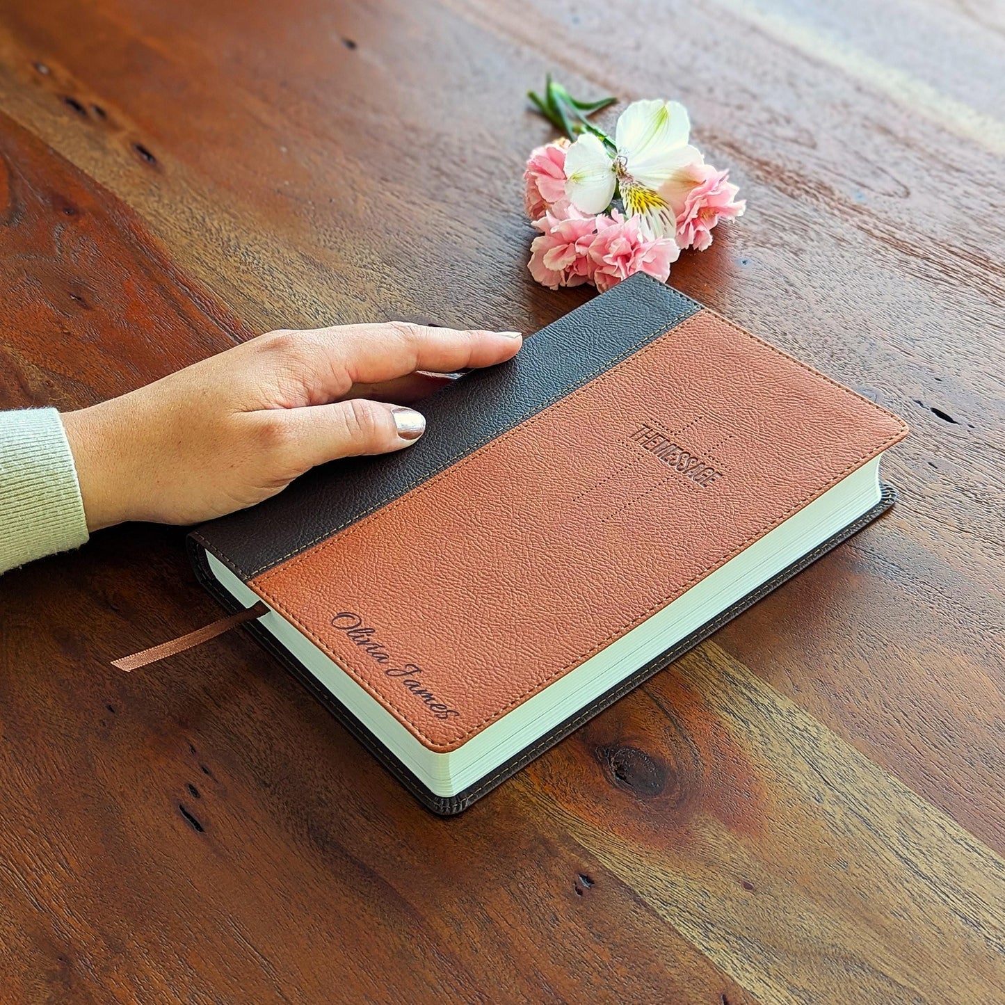 Personalized Message Bible | The Message Translation | Custom Engraved Name | Deluxe Gift Bible | Contemporary Language Christian Gift