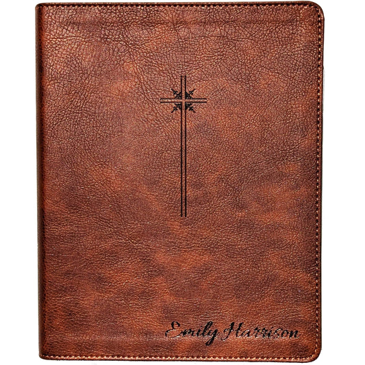 Personalized NIV Journaling Bible | New International Version | Custom Engraved Name | Easy-to-read Study Bible | Cross Christian Gift