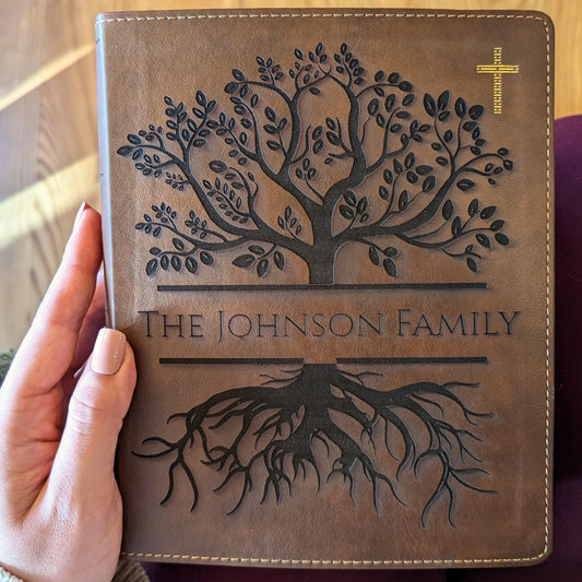 Personalized NIV Journaling Bible | New International Version | Custom Engraved Name | Easy-to-read Study Bible | Family Tree Christian Gift