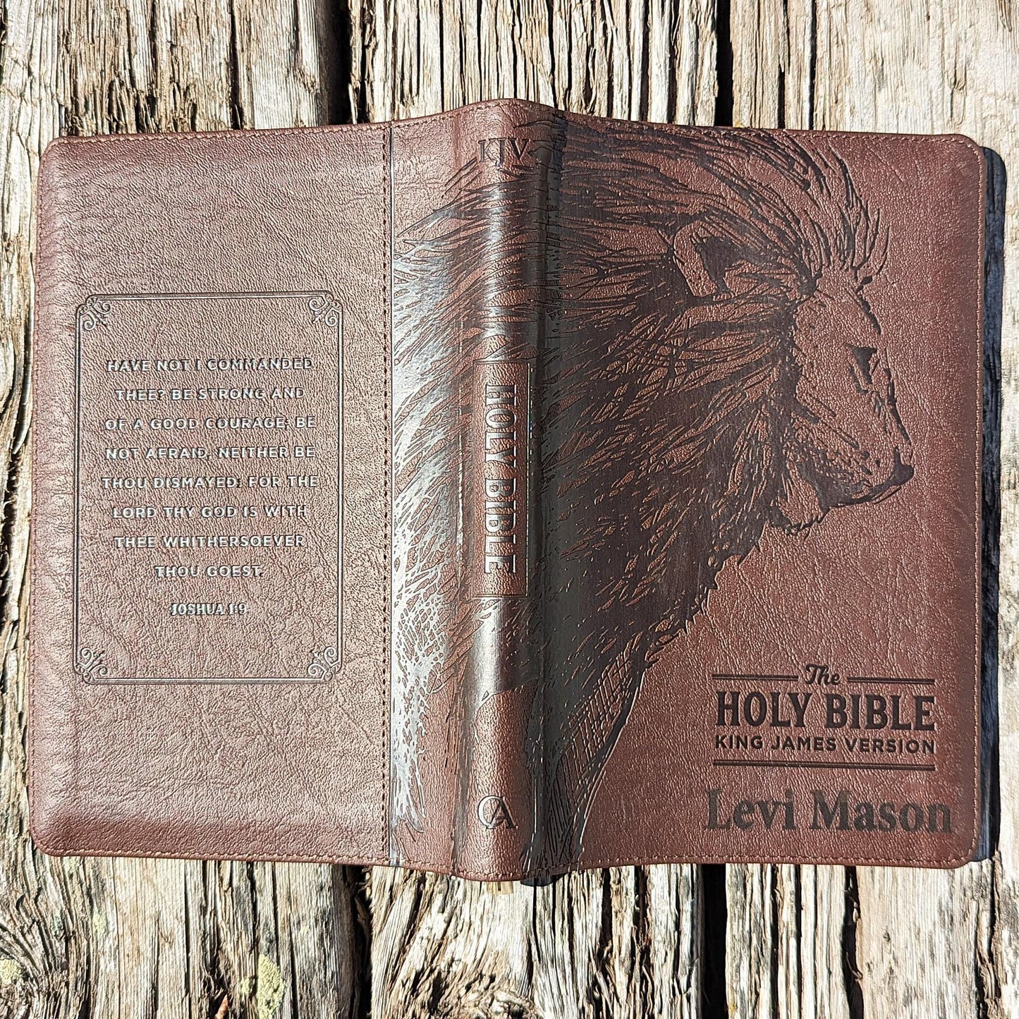 Personalized KJV Bible | King James Version | Custom Engraved Name |  Easy-to-Read Study Bible | Lion Bible Christian Gift