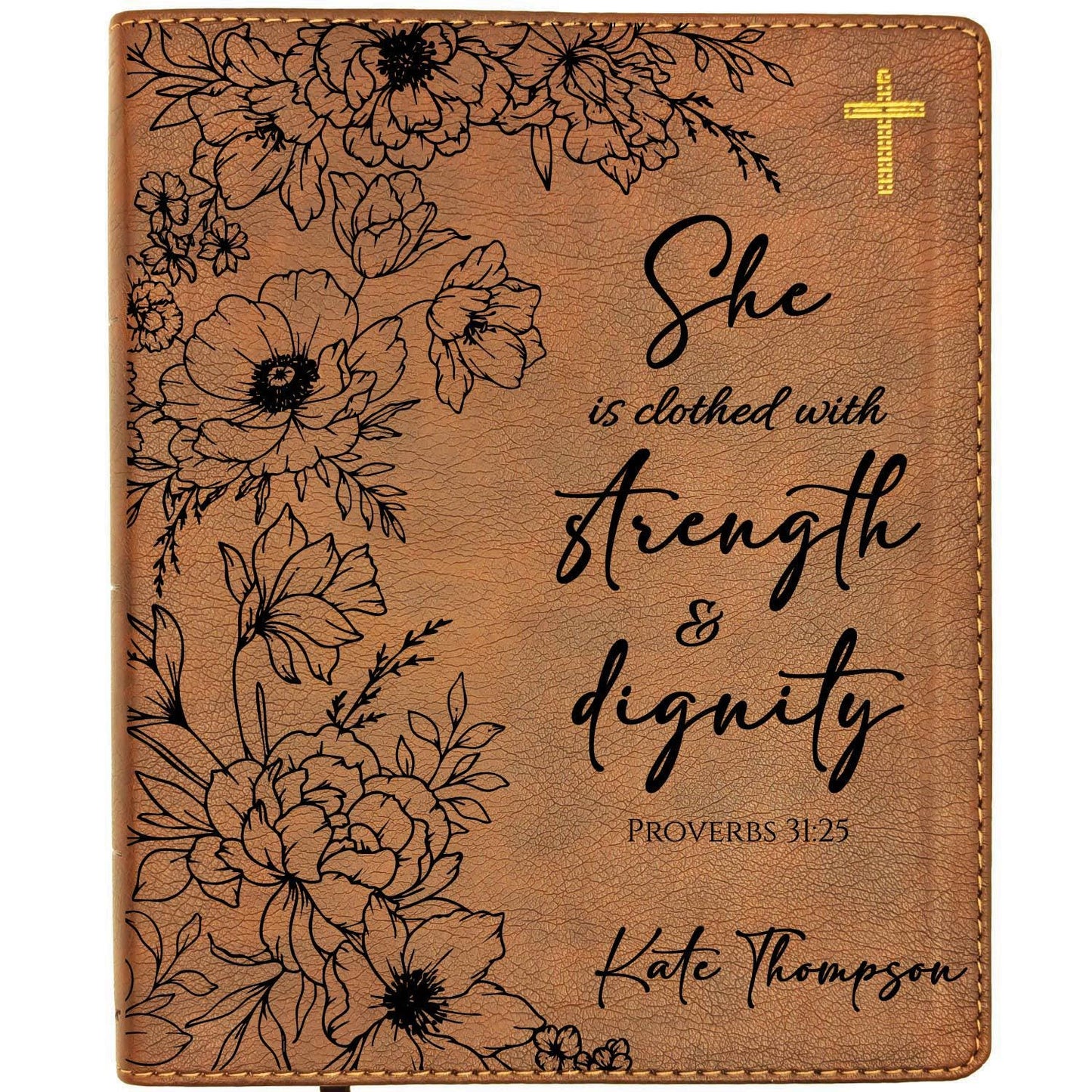 Personalized NIV Journaling Bible | New International Version | Custom Engraved Name | Easy-to-read Study Bible | Floral Christian Gift