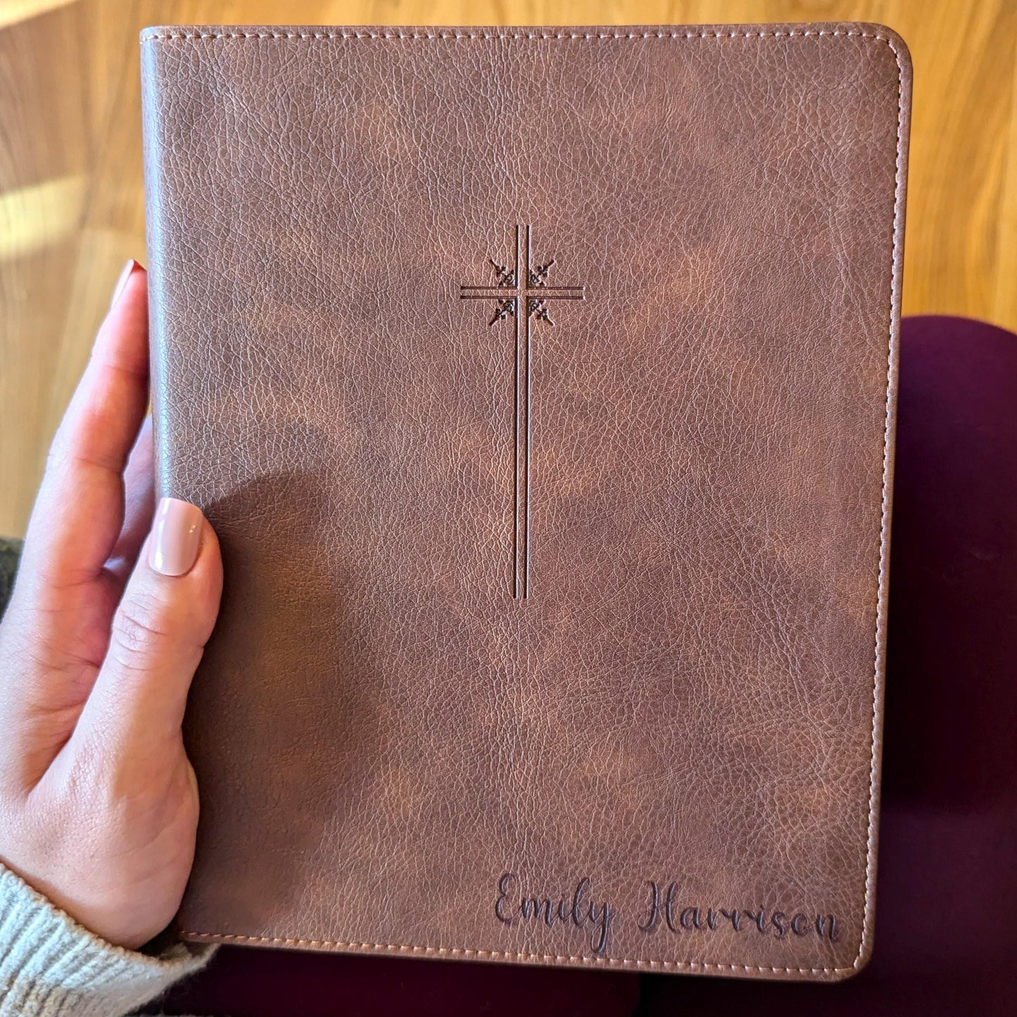 Personalized NIV Journaling Bible | New International Version | Custom Engraved Name | Easy-to-read Study Bible | Cross Christian Gift