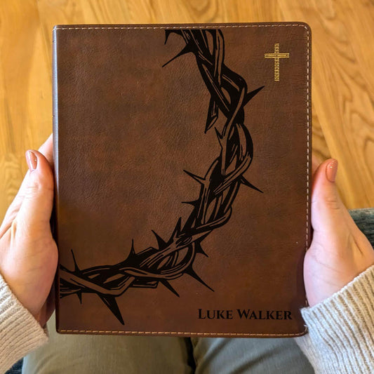 Personalized NIV Journaling Bible | New International Version | Custom Engraved Name |  Study Bible | Crown of Thorns Christian Gift