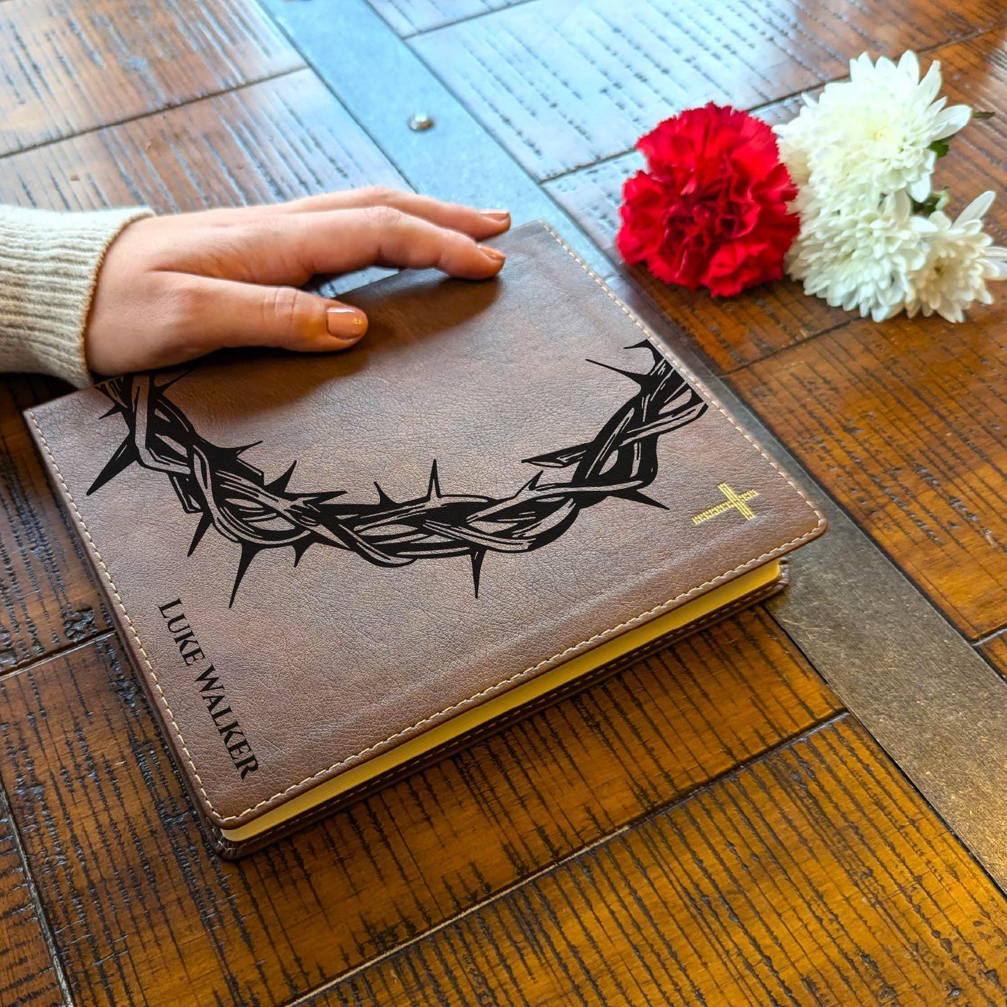 Personalized NIV Journaling Bible | New International Version | Custom Engraved Name |  Study Bible | Crown of Thorns Christian Gift