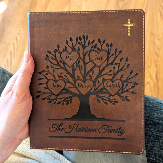 Personalized NIV Family Journaling Bible | New International Version | Custom Engraved | Easy-to-read Study Bible | Family Tree Gift