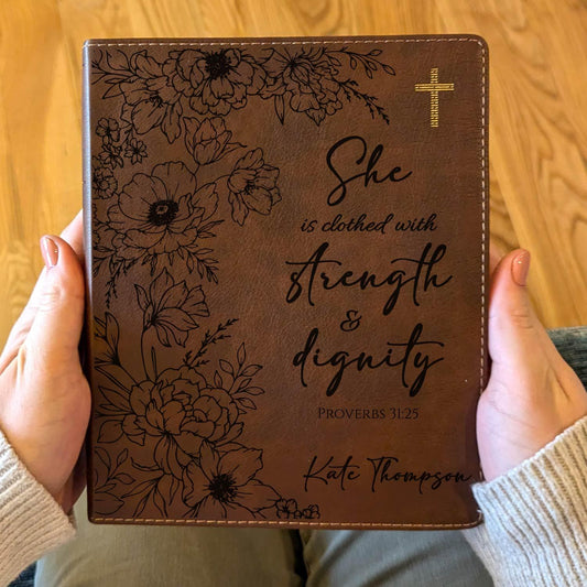 Personalized NIV Journaling Bible | New International Version | Custom Engraved Name | Easy-to-read Study Bible | Floral Christian Gift