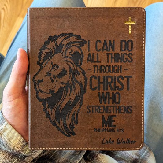 Personalized NIV Journaling Bible | New International Version | Custom Engraved Name |  Study Bible | I Can Do All Things Christian Gift