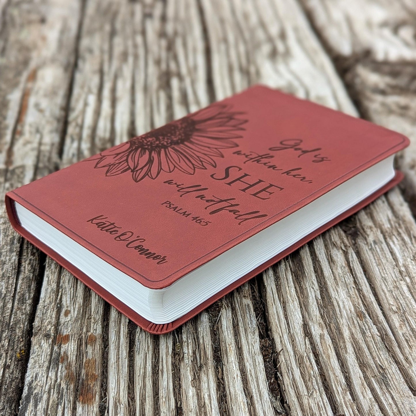Personalized ESV Bible | Portable Large Print | Custom Engraved Name | Easy-to-read Study Bible | Sunflower Christian Gift