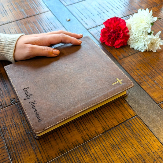 Personalized NIV Journaling Bible | New International Version | Custom Engraved Name | Easy-to-read Study Bible | Christian Gift