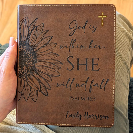Personalized NIV Journaling Bible | New International Version | Custom Engraved Name | Easy-to-read Study Bible | Sunflower Christian Gift