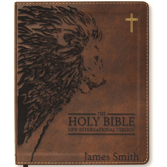 Personalized NIV Journaling Bible | New International Version | Custom Engraved Name | Easy-to-read Study Bible | Lion Christian Gift