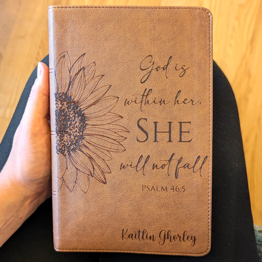 Personalized KJV Bible | King James Version | Custom Engraved Name |  Easy-to-Read Study Bible | Sunflower Christian Gift