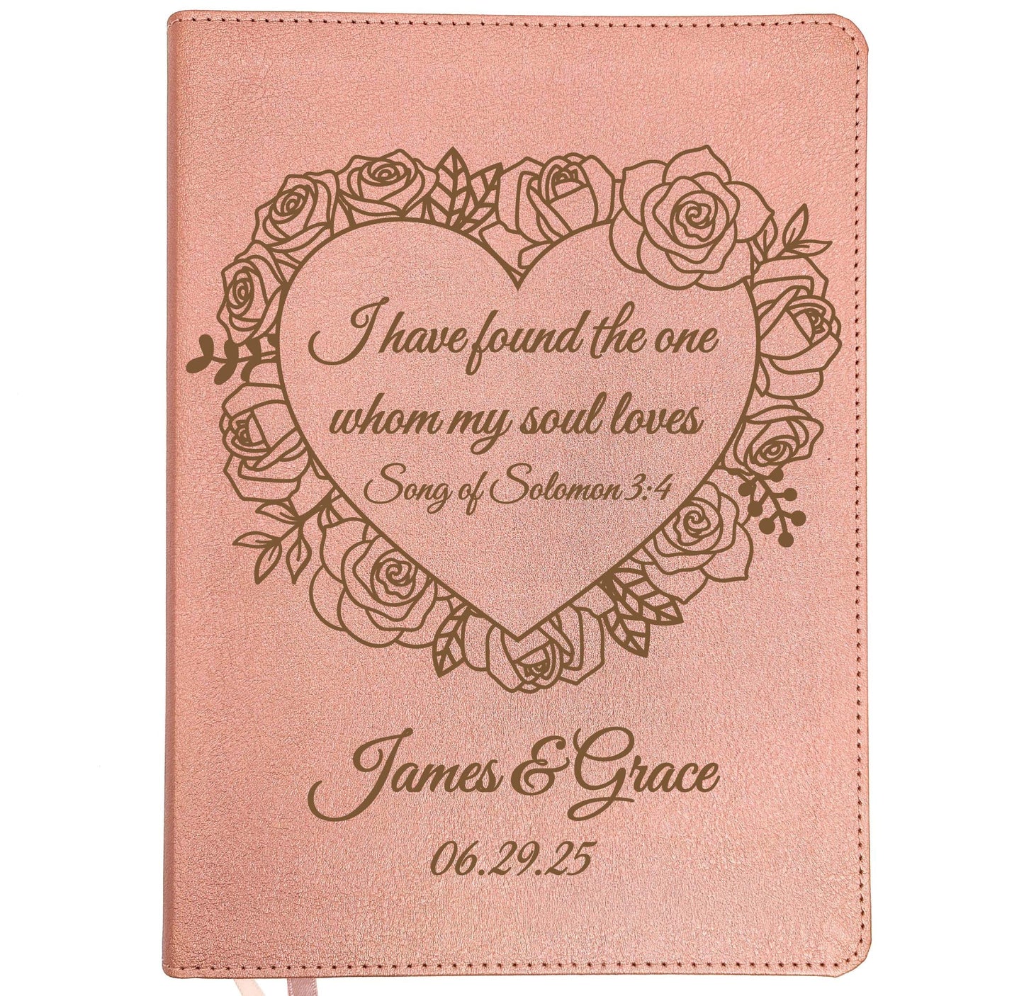 Personalized CSB Journaling Bible | Rose Gold | Custom Engraved Name | Christian Gift for Women | Family Bible | Wedding Bible Guest Book