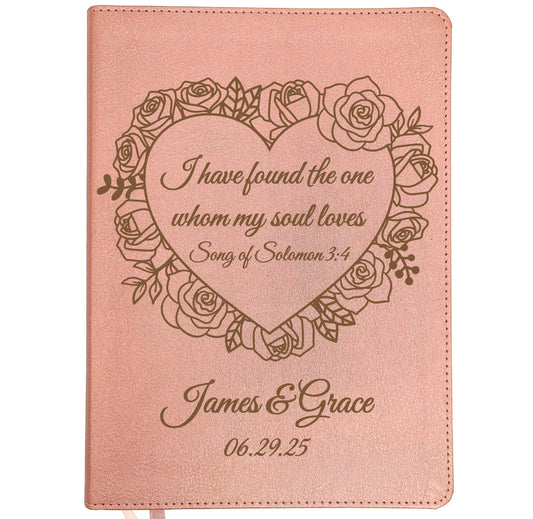 Personalized CSB Journaling Bible | Rose Gold | Custom Engraved Name | Christian Gift for Women | Family Bible | Wedding Bible Guest Book