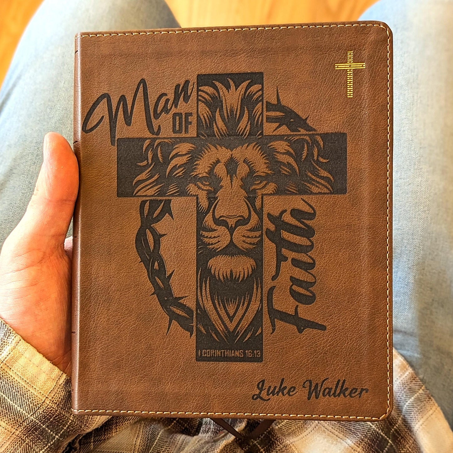 Personalized NIV Journaling Bible | New International Version | Custom Engraved Name |  Study Bible | Man of Faith Christian Gift