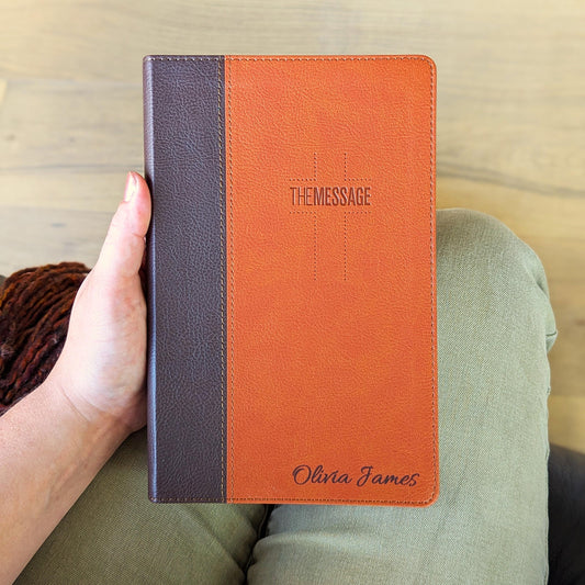 Personalized Message Bible | The Message Translation | Custom Engraved Name | Deluxe Gift Bible | Contemporary Language Christian Gift