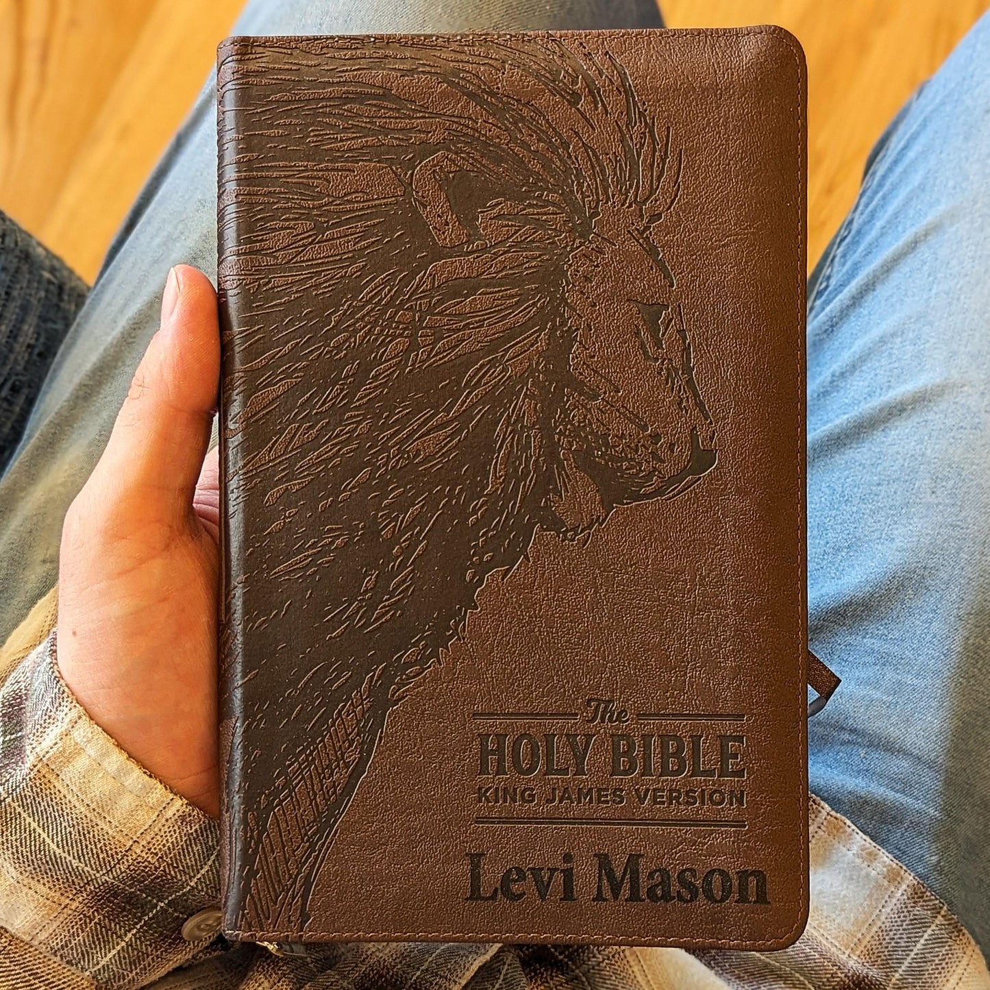 Personalized KJV Bible | King James Version | Custom Engraved Name |  Easy-to-Read Study Bible | Lion Bible Christian Gift