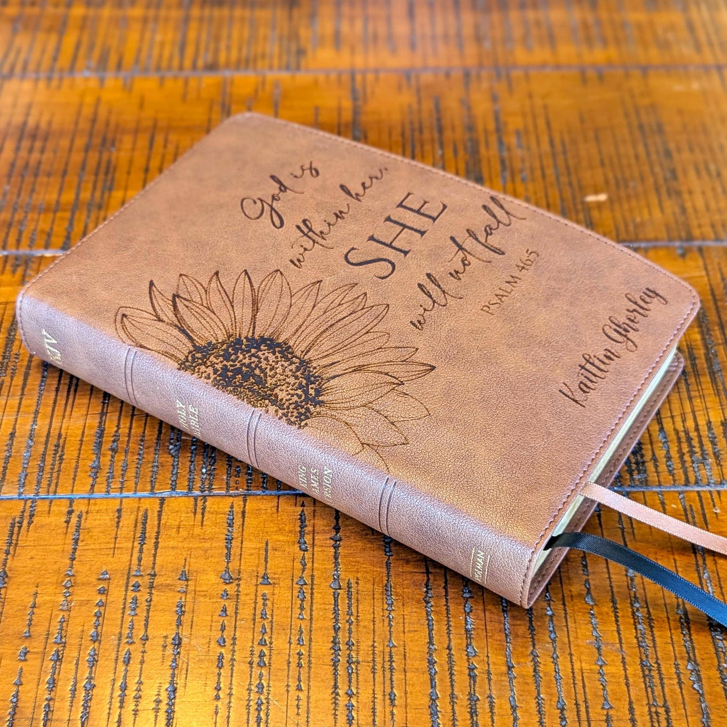 Personalized KJV Bible | King James Version | Custom Engraved Name |  Easy-to-Read Study Bible | Sunflower Christian Gift