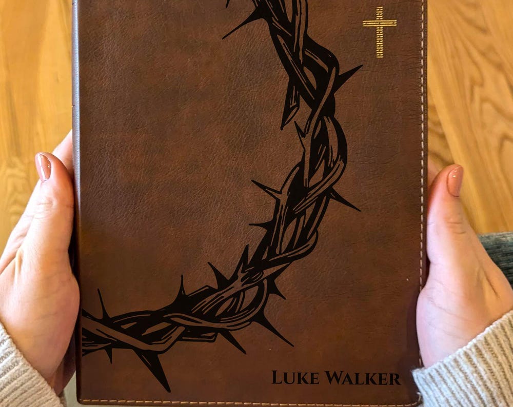 Personalized NIV Journaling Bible | Custom Engraved Name | Study Bible | Crown of Thorns Christian Gift