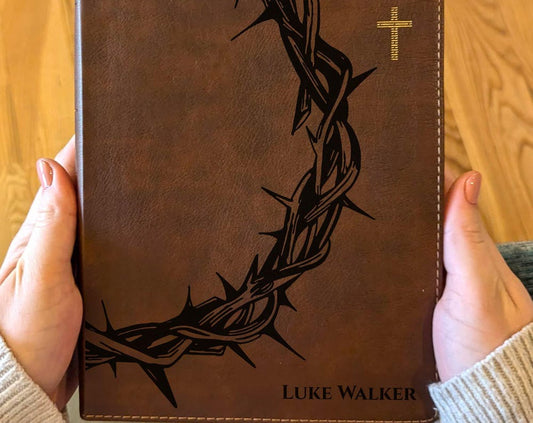 Personalized NIV Journaling Bible | Custom Engraved Name | Study Bible | Crown of Thorns Christian Gift